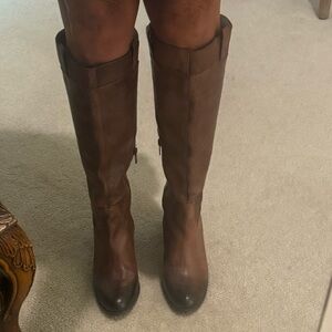Arturo Chiang ladies brown leather ombré high knee distressed high boots